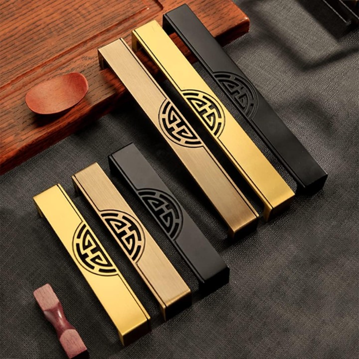 Cabinet Handles,2PCS Drawer Handles, Brass Gold Drawer Handles, Vintage Kitchen Cupboard Handles Furniture Handles Door Handle for Home Decorating Cupboard (Gold 128mm/5in)(Black,128mm/5in)
