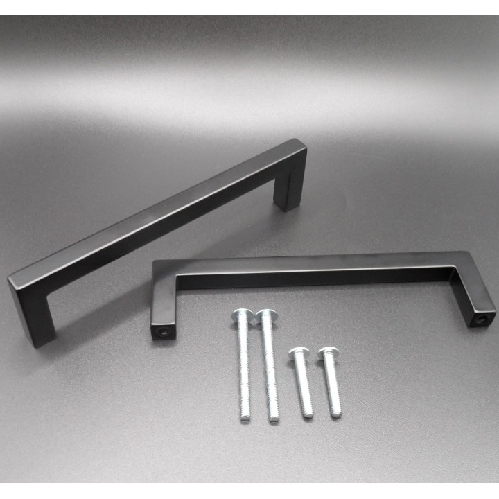 30 Pack, 5 Inch Modern Square Cabinet Pulls - Black, Stainless Steel Material - Kitchen Drawer, Door Bar Handles - Hardware for Cabinets, Cupboards, and Drawers. Overall Lenght - 5.50 Inch.