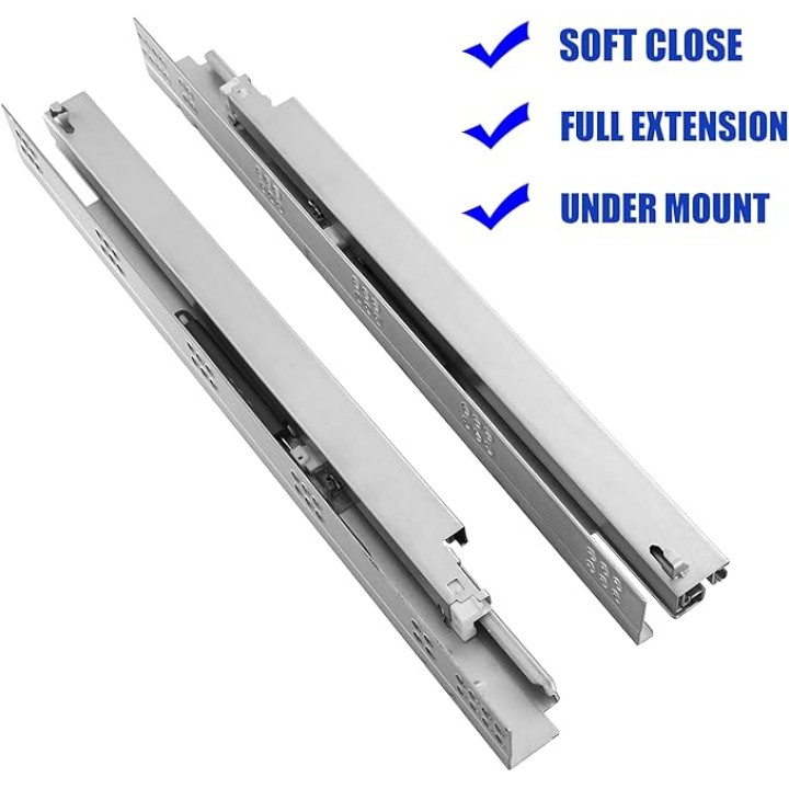 10 Pairs of 21 Inch Soft Close Undermount Drawer Slides Full Extension Concealed Drawer Rails with Mounting Screws,3D Locking Device and Brackets