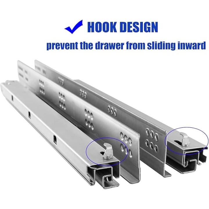 10 Pairs of 21 Inch Soft Close Undermount Drawer Slides Full Extension Concealed Drawer Rails with Mounting Screws,3D Locking Device and Brackets