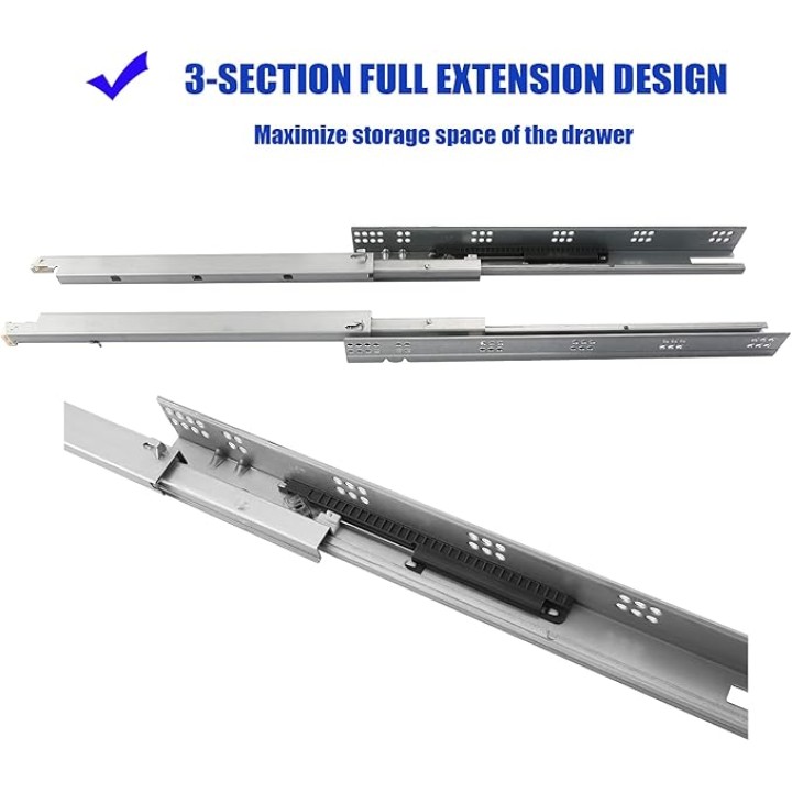 10 Pairs of 21 Inch Soft Close Undermount Drawer Slides Full Extension Concealed Drawer Rails with Mounting Screws,3D Locking Device and Brackets