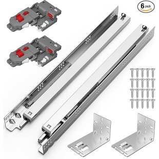 12 15 18 21 Inch Undermount Soft Close Drawer Slides, Full Extension 3D Locking Device, Rear Mount Brackets, Concealed Bottom Mount Rails for face Frame Cabinet, 100 LB（18 inch, 6 Pair）