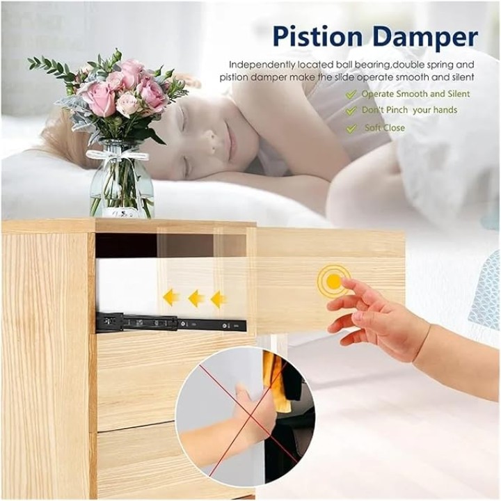 10 Pairs 20 Pack 22 Inch Full Extension Ball Bearing Drawer Slides Side Mount Soft Close Drawer Slides Drawer Glide
