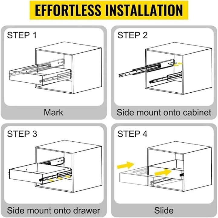 1 Pair Drawer Slides 60inch Locking Drawer Slides 500lbs Load Capacity Side Mount Ball Bearing Drawer Glides