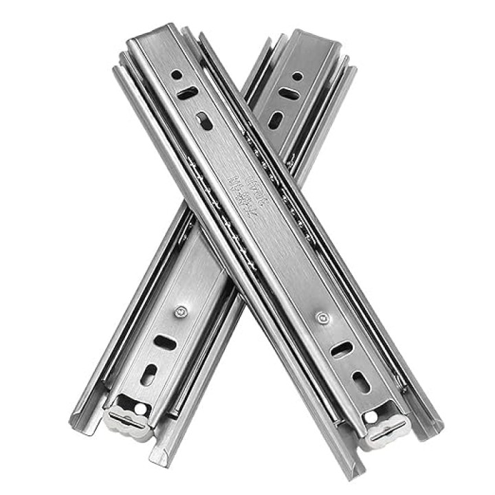 Full Extension Ball Bearing Drawer Slides 2Pcs 10-22" Close Drawer Sliding Track Stainless Steel Drawer Slide Rail Three Section Cabinet Slides Damping Guide Tracks(18 inches.)