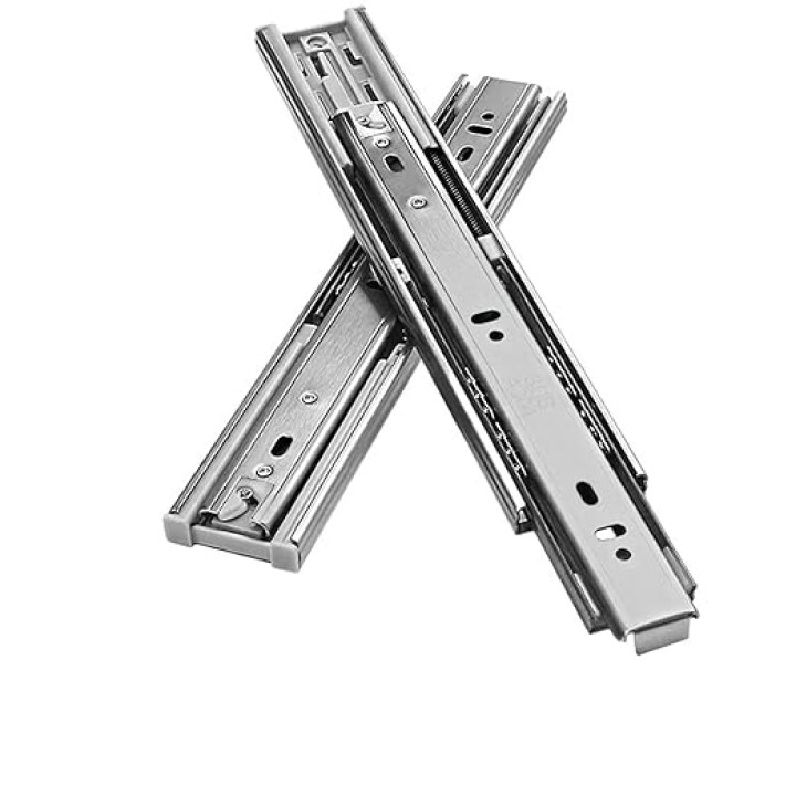 Full Extension Ball Bearing Drawer Slides 2Pcs 10-22" Close Drawer Sliding Track Stainless Steel Drawer Slide Rail Three Section Cabinet Slides Damping Guide Tracks(18 inches.)