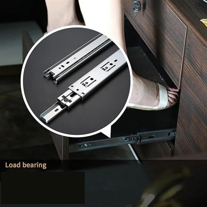 Full Extension Ball Bearing Drawer Slides 2Pcs 10-22" Close Drawer Sliding Track Stainless Steel Drawer Slide Rail Three Section Cabinet Slides Damping Guide Tracks(18 inches.)
