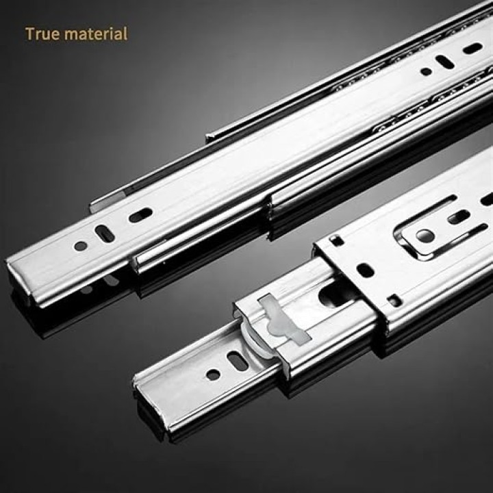 Full Extension Ball Bearing Drawer Slides 2Pcs 10-22" Close Drawer Sliding Track Stainless Steel Drawer Slide Rail Three Section Cabinet Slides Damping Guide Tracks(18 inches.)