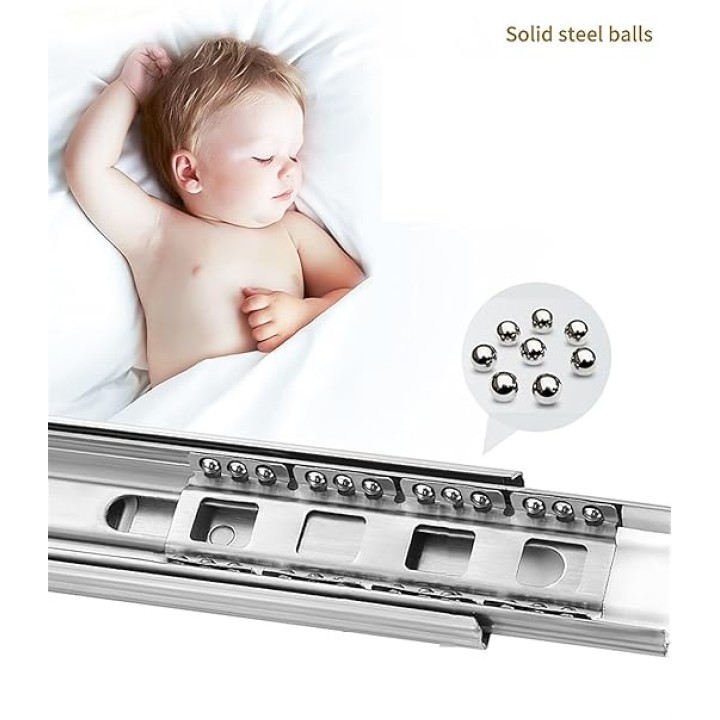 Full Extension Ball Bearing Drawer Slides 2Pcs 10-22" Close Drawer Sliding Track Stainless Steel Drawer Slide Rail Three Section Cabinet Slides Damping Guide Tracks(18 inches.)