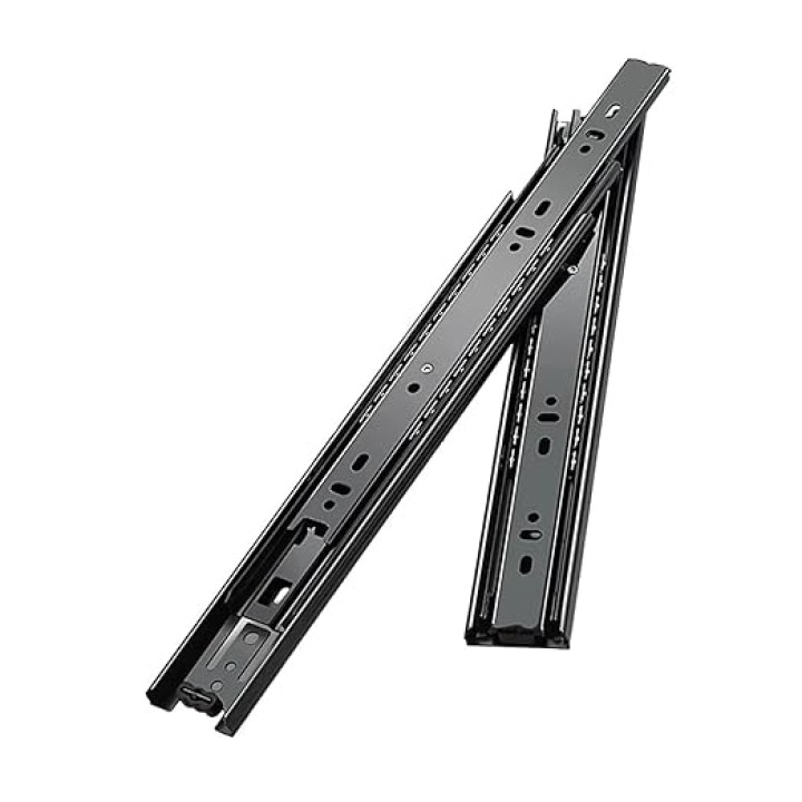 1 Pair Full Extension Drawer Slides for Cabinet Side Mount Ball Bearing Glides Runners Rails Wardrobe Black(22inch 550mm)