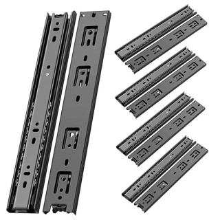 1 Pair Full Extension Drawer Slides for Cabinet Side Mount Ball Bearing Glides Runners Rails Wardrobe Black(22inch 550mm)