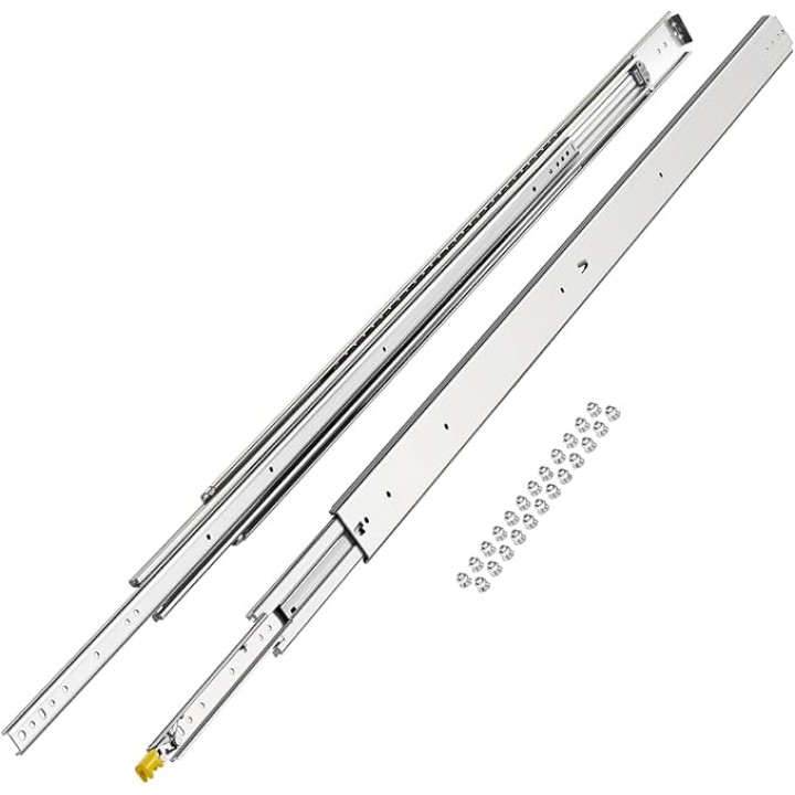 Heavy Duty Drawer Slides, 1 Pair 60inch Locking Drawer Slides, 500lbs Load Capacity, Side Mount Ball Bearing Drawer Glides, Full Extension Industrial Locking Rail