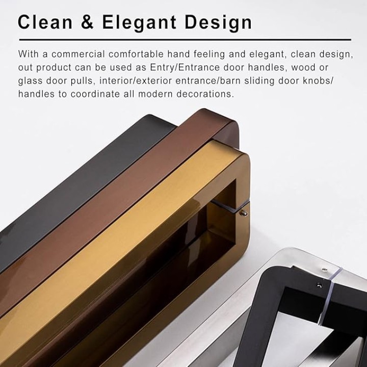 Stainless Steel Square Handle, Sliding Door Handle Modern Style, Glass Door Pull Handle with Smooth Polished Surface, Elegant & Clean Design/Matte Black/102.5Cm - 100Cm