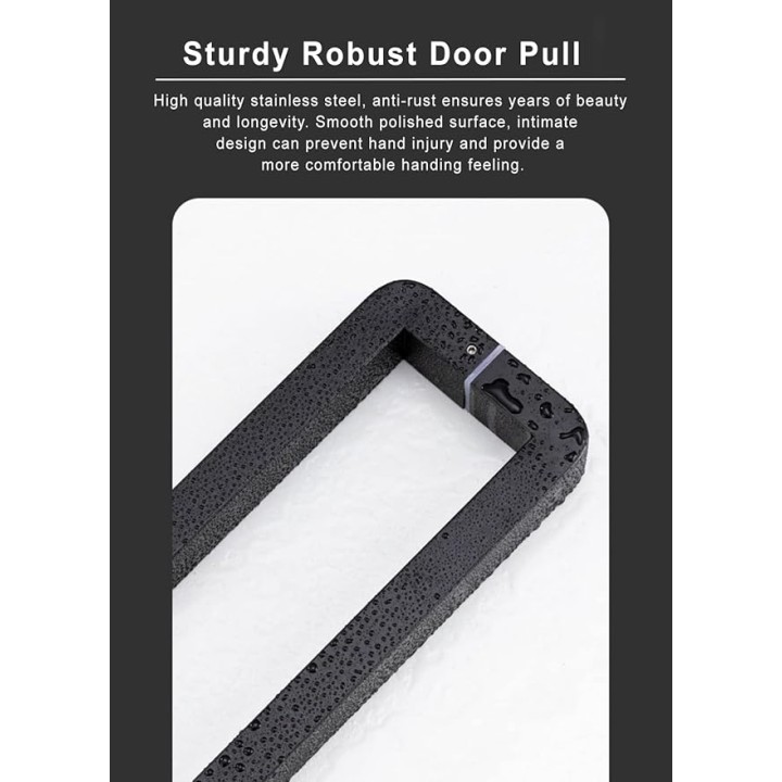 Stainless Steel Square Handle, Sliding Door Handle Modern Style, Glass Door Pull Handle with Smooth Polished Surface, Elegant & Clean Design/Matte Black/102.5Cm - 100Cm
