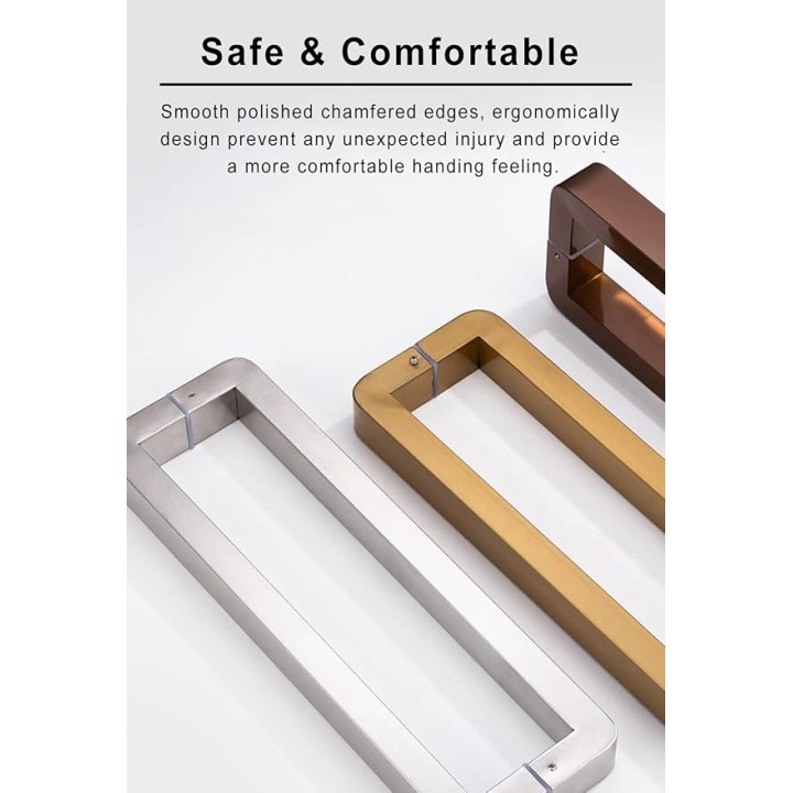 Stainless Steel Square Handle, Sliding Door Handle Modern Style, Glass Door Pull Handle with Smooth Polished Surface, Elegant & Clean Design/Matte Black/102.5Cm - 100Cm