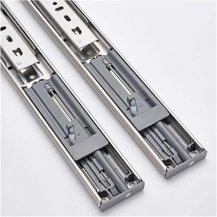 10-22"" Stainless Steel Drawer Slides Soft Close Track Cushioned Silent ClosingThree Section Sliding Rails Furniture Hardware (Normal 22inch 55cm)